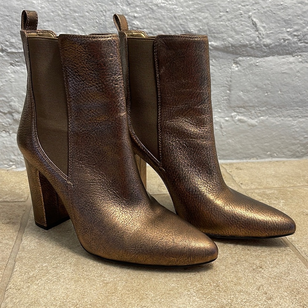 Vince Camuto gold ankle booties